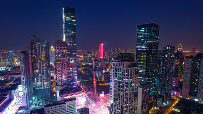 天津城市都市夜景延时摄影