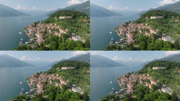 鸟瞰贝拉吉奥和科莫湖在伦巴第，意大利