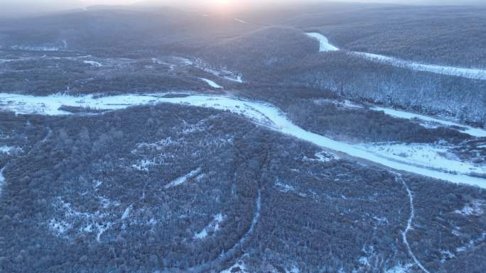 航拍大兴安岭黎明林海雪原合集