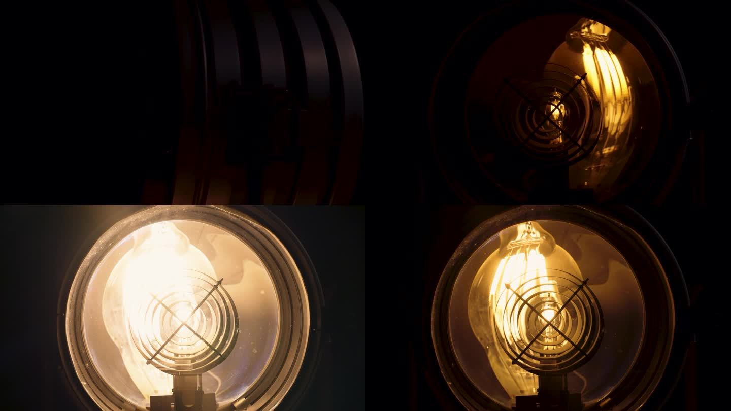 [Z02] -专业照明设备-灯从左到右旋转时打开和关闭-特写镜头