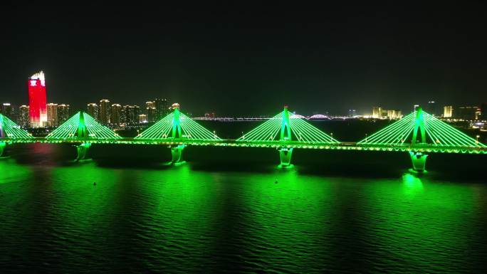 4K航拍南昌朝阳大桥夜景