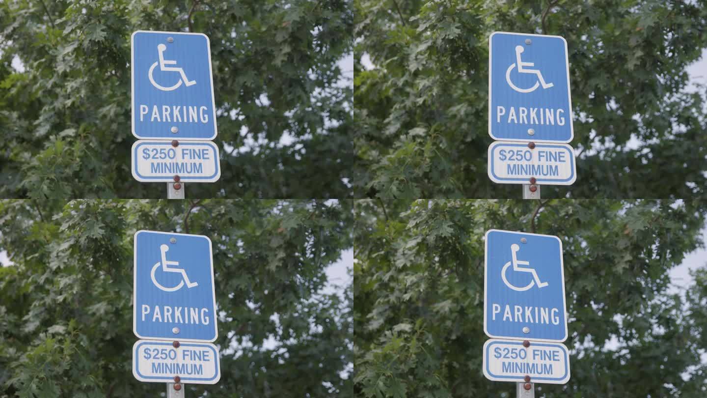 蓝色障碍和停车罚款交通标志