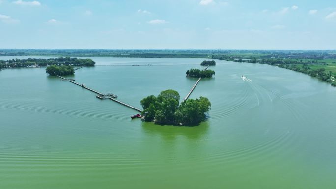 阜阳市颍上县八里河风景区航拍 八里河