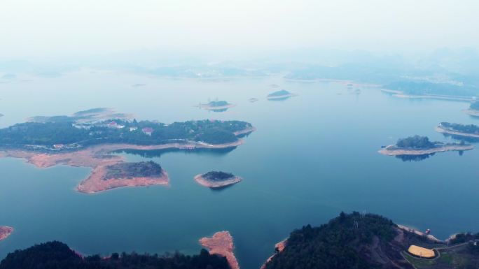 生态湖泊 风景 贵州红枫湖  4K航拍