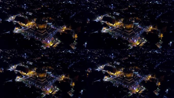 泰国城市夜景街道建筑航拍