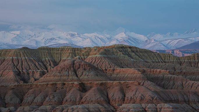 西藏阿里扎达土林雪山光影--4K-60P