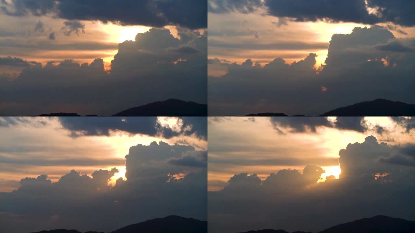 太阳穿过乌云的视频