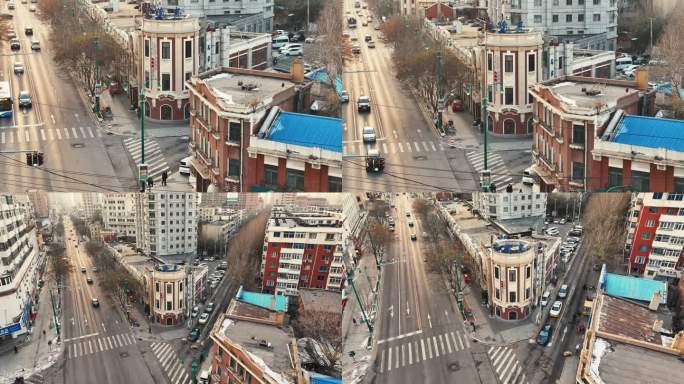 沈阳中山路历史建筑冬季航拍风景