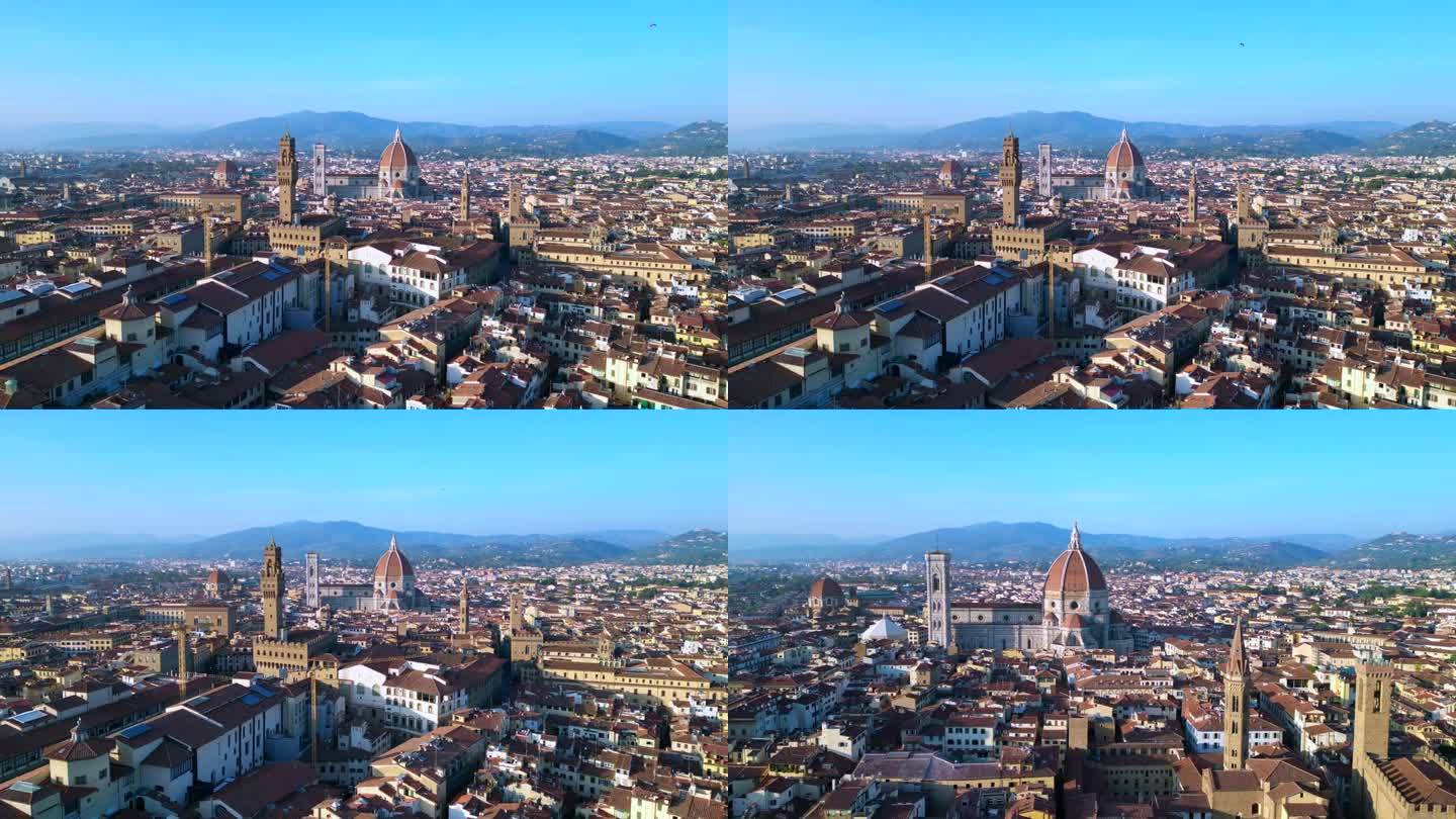 完美的空中俯瞰飞行
大教堂中世纪小镇佛罗伦萨意大利托斯卡纳。超移运动延时
4 k的电影