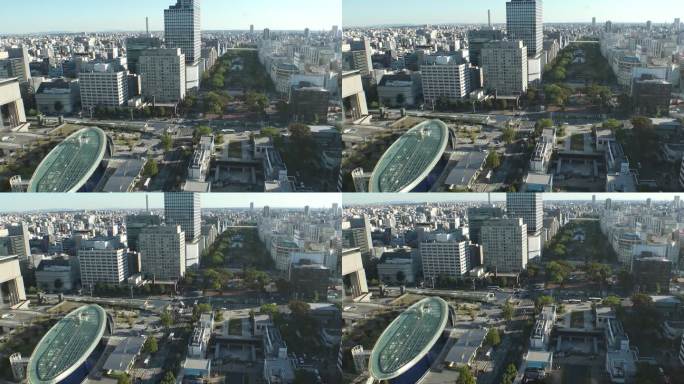 直屋，日本:鸟瞰堺站和久屋气味公园。延时拍摄。