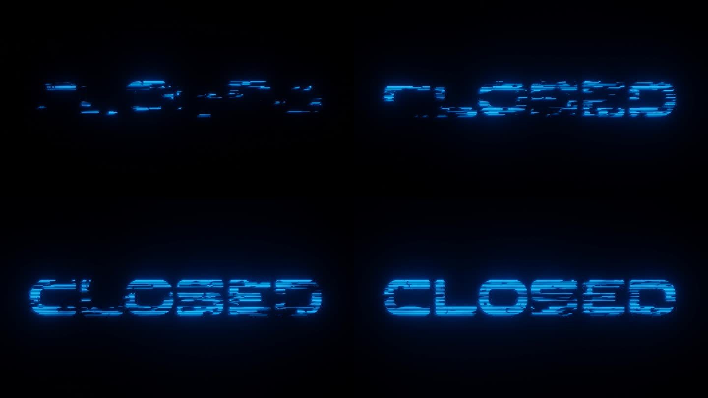 黑色背景上以蓝色照明的数字显示文字“关闭”的图示