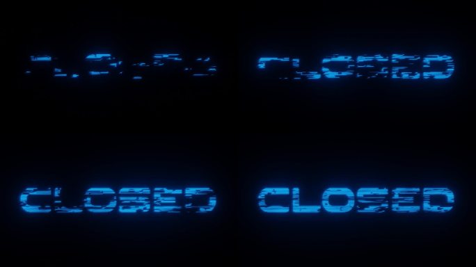 黑色背景上以蓝色照明的数字显示文字“关闭”的图示