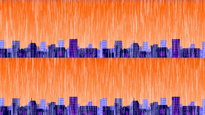暴雨袭击的城市动画[没有太阳的傍晚版本]