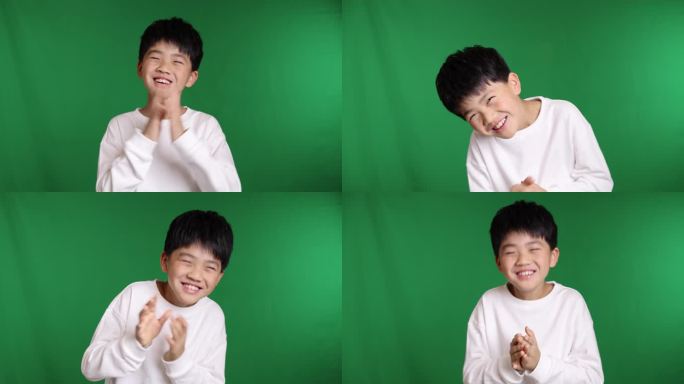 帅气的中国小男孩做手势鼓掌8K实拍
