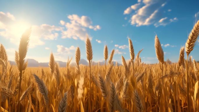 小麦麦田丰收农业粮食粮仓麦子麦粒播种