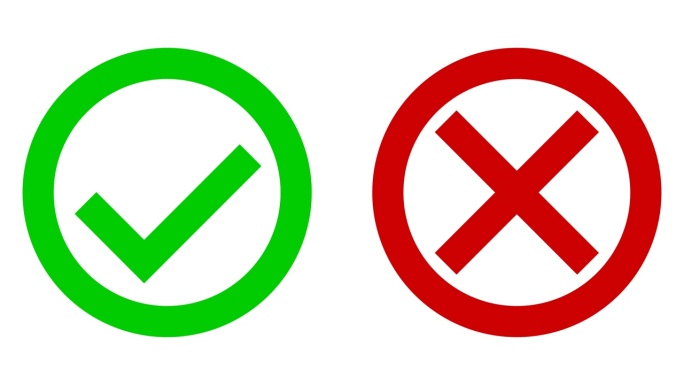 带有圆形的绿勾和红叉符号动画(平面设计)