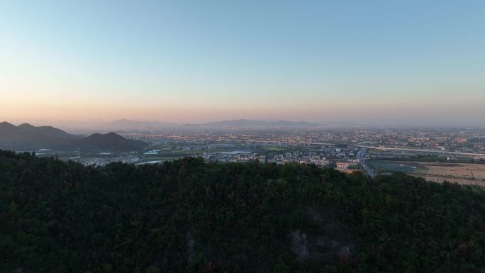 黄昏傍晚日落夜幕乡村航拍