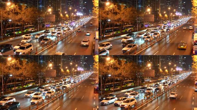 北京城市4K实拍北京国贸夜景国贸CBD