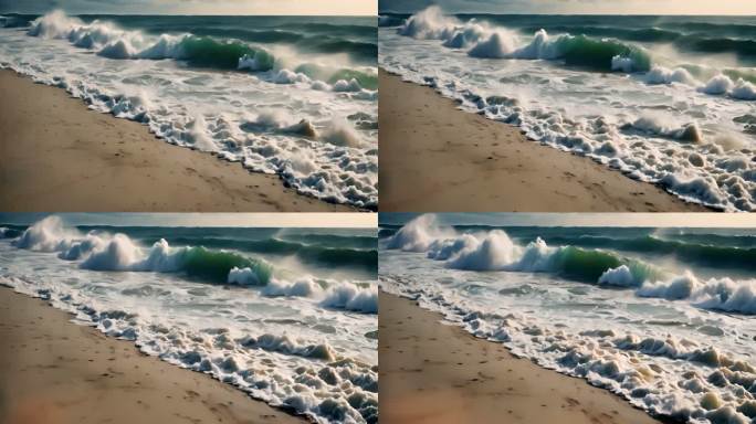 沙滩海浪浪花