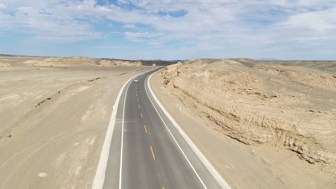 青海国道跟车航拍道路拍摄