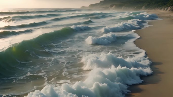 沙滩海浪浪花