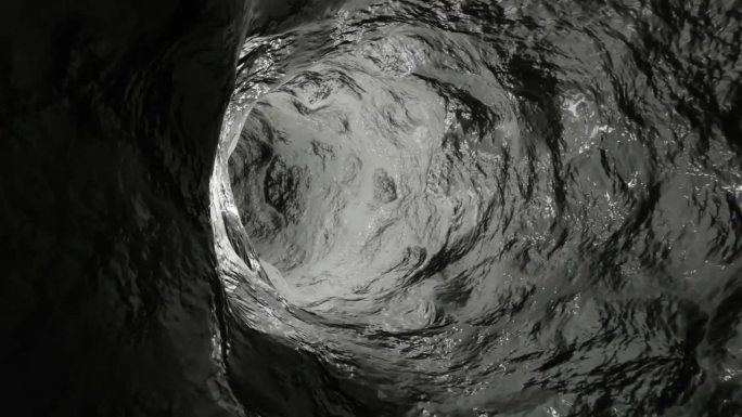 无缝循环飞行通过可怕的抽象黑暗洞穴隧道