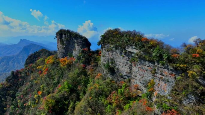 红叶大山秋天枫叶林唯美秋意航拍山林秋景