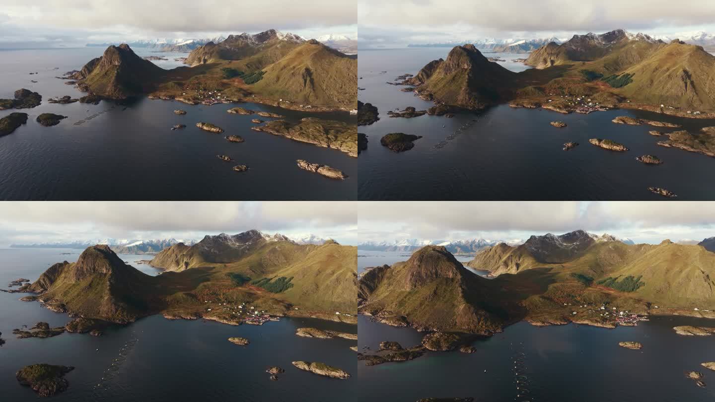 空中起飞:无人机从雄伟的挪威峡湾的最高点翱翔