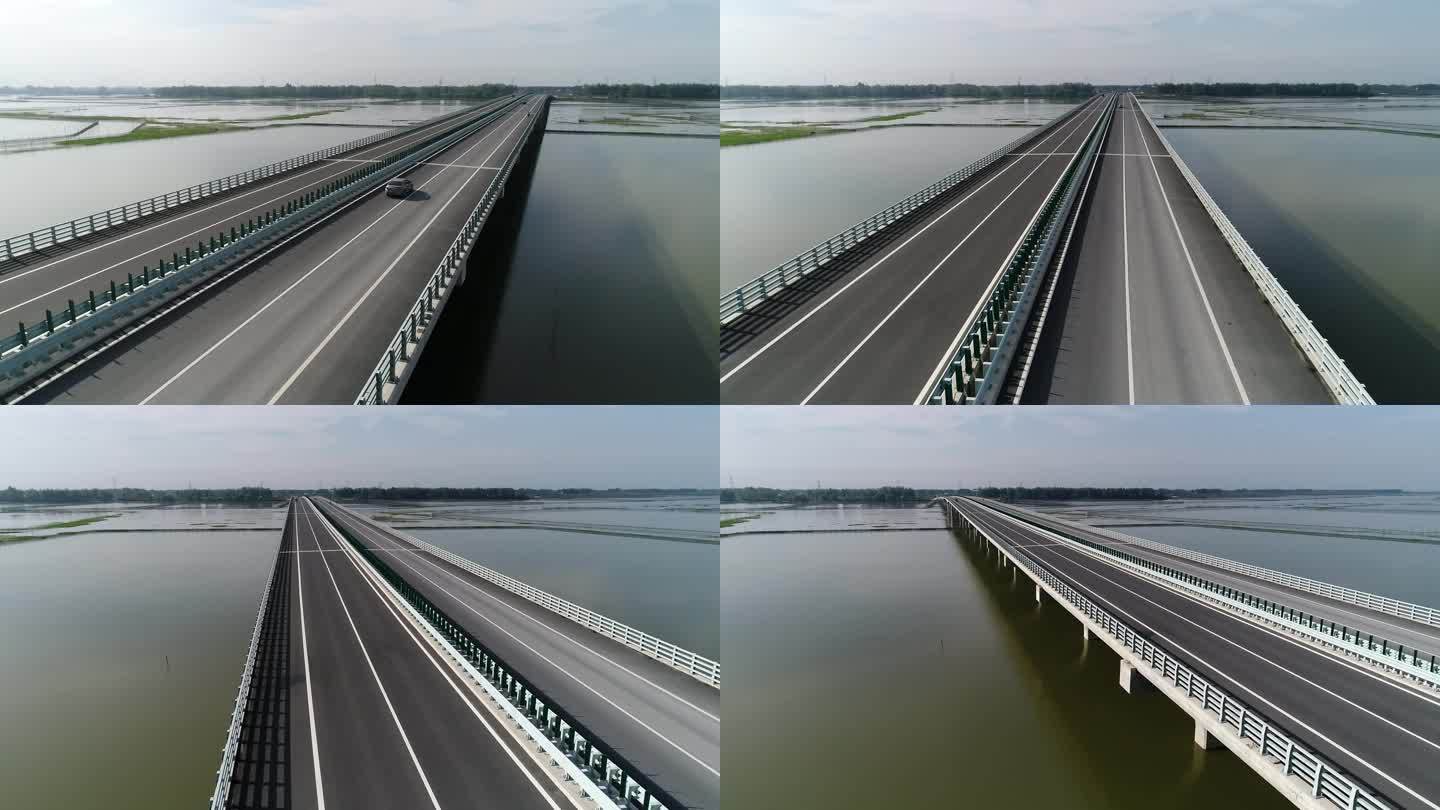 航拍公路跨江大桥