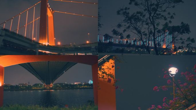 南宁良庆大桥露营夜景交通地标建筑