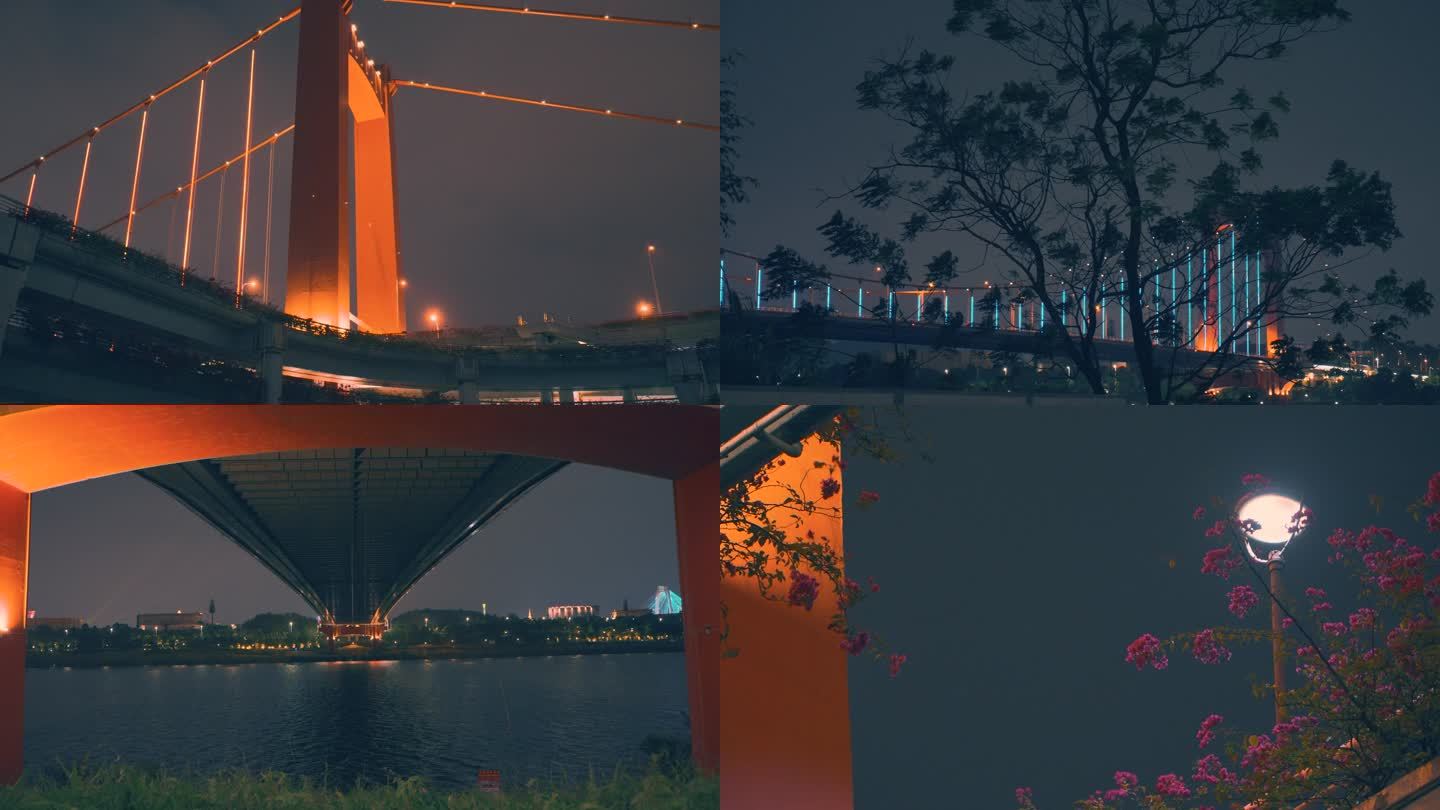 南宁良庆大桥露营夜景交通地标建筑