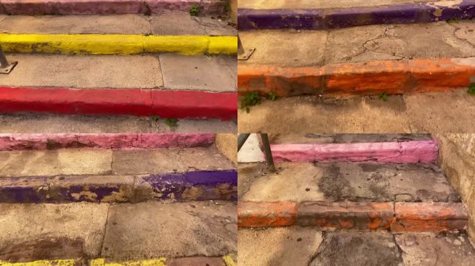 爬上西班牙萨格图老城的彩色台阶