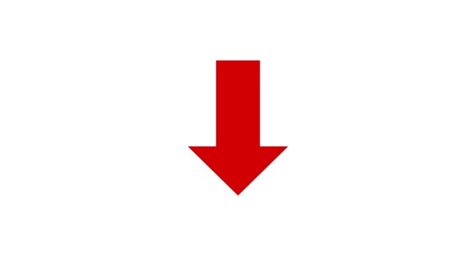 红色箭头在白色背景上弹跳的循环动画