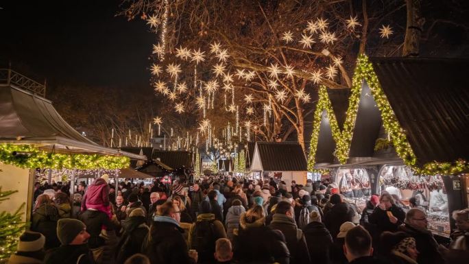 德国圣诞集市德国街头节日庆祝圣诞夜