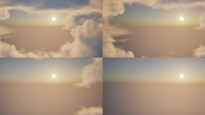 4k阳光体积云层云海穿梭