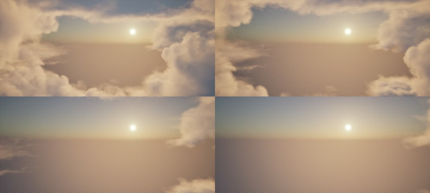 4k阳光体积云层云海穿梭