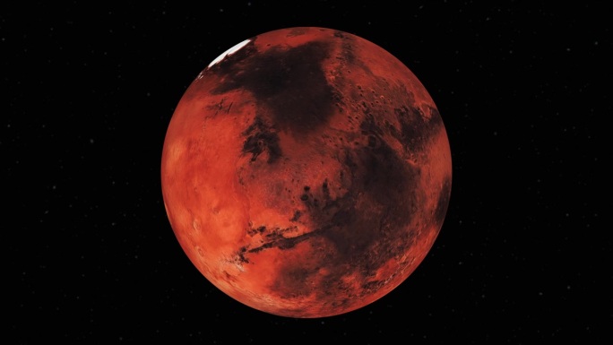 火星漂浮在太空中。渲染图中使用的图片由NASA提供。