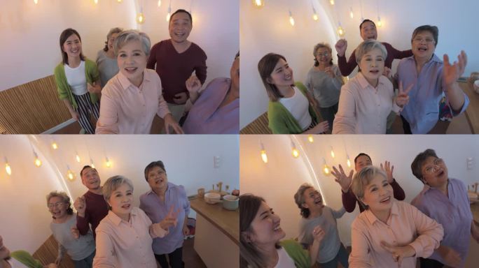 亚洲老年朋友用家庭自拍捕捉幸福。