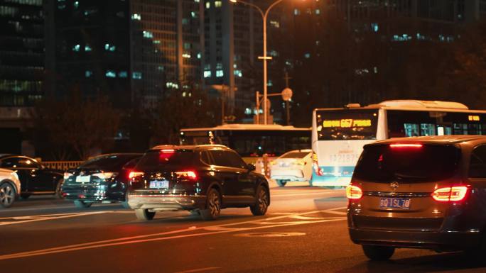 北京城市4K实拍北京城市夜晚车流北京夜景
