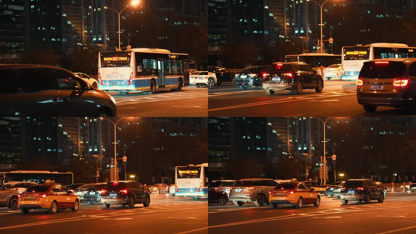 北京城市4K实拍北京城市夜晚车流北京夜景