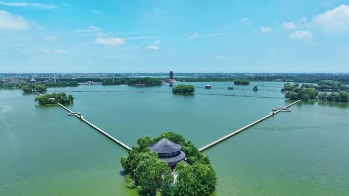 阜阳市颍上县八里河风景区航拍 八里河