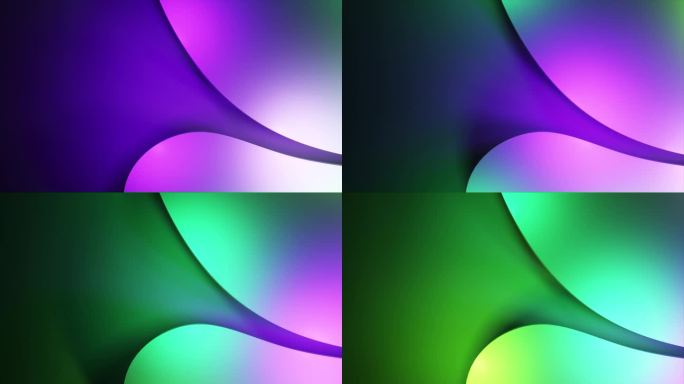 霓虹绿紫色在金属板之间运行。流。彩虹光。3D动画的无缝循环