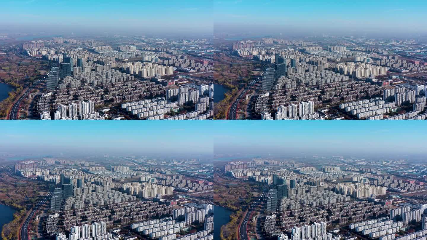 4K航拍临沂市城市风景