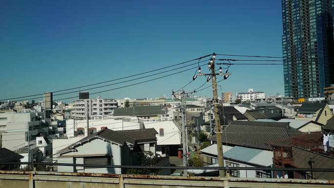 日本新宿新干线窗外景色地拍