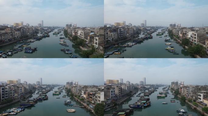 广西北海城市风光大海海洋渔船航拍