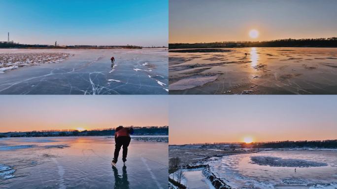 夕阳滑冰