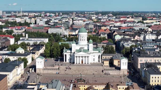 赫尔辛基大教堂航拍视频