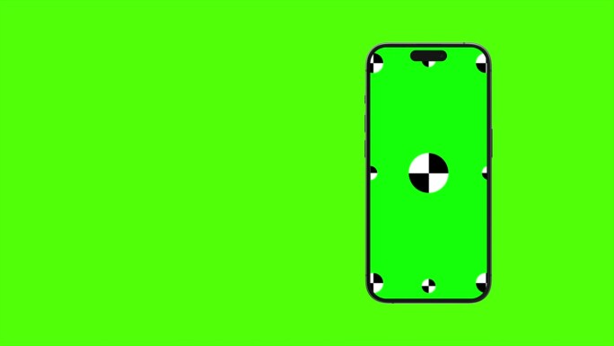 智能手机绿屏在绿色背景上旋转。智能手机动态图形。3 d渲染。计算机生成的图像。简单的可定制的。3 d