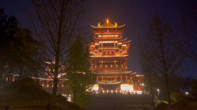 宫殿夜景寺庙公园灯光复古建筑城市夜景