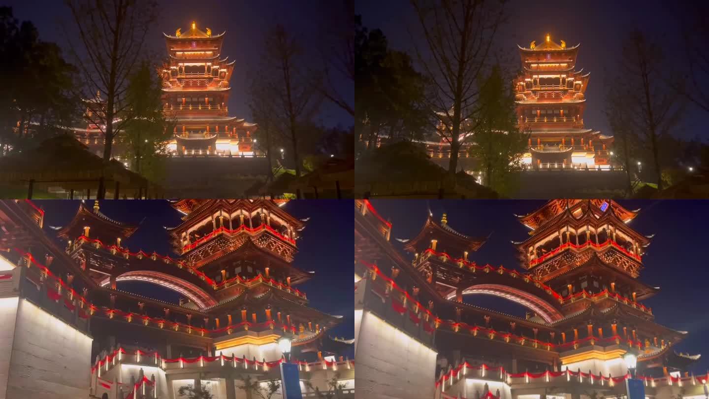 宫殿夜景寺庙公园灯光复古建筑城市夜景